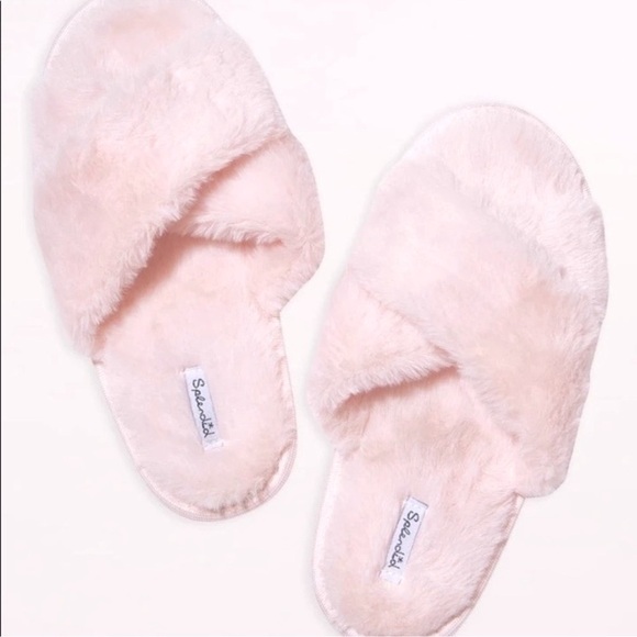 NWT Splendid Plush Criss-Cross Slippers Light Pink Size Medium/Large - Picture 4 of 14